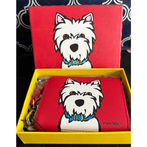 Marc Tetro Handbags - ✨Reserved Shari✨New Women's Marc Tetro Red & White Westie Dog Zip Wallet